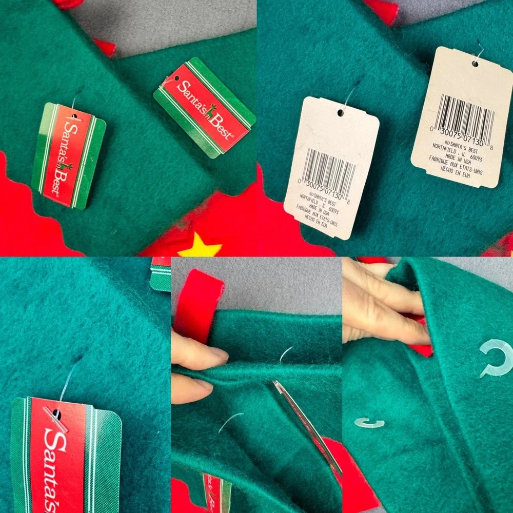 Vtg 90s Red Green Felt Santas best Christmas stockings tree candle w orig tags